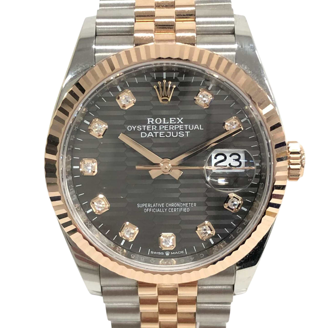 ロレックス デイトジャスト 126231G 自動巻き SS/PG×SS/PG スレートフルーテッド